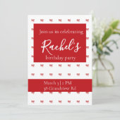 Red Bow Girl Verjaardagsfeestje Kaart (Staand voorkant)