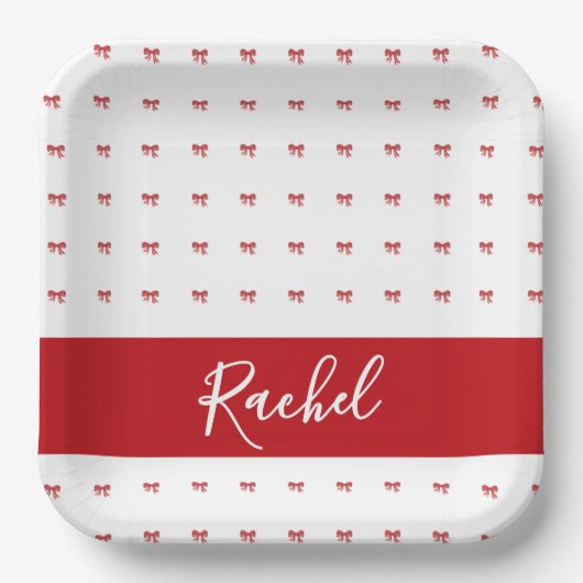 Red Bow Girl Verjaardagsfeestje Papier Bord (Voorkant)