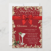 Red Bow,Glass Pearls Stars Red Company Christmas  Kaart (Voorkant)