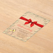 Red Bow, Glass, Stars Red Company Kerstparty Acryl Uitnodigingen (Laagn)