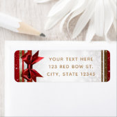 Red Bow & Gold White Sparkle Elegant Holiday Party Etiket (Insitu)