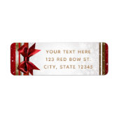 Red Bow & Gold White Sparkle Elegant Holiday Party Etiket (Voorkant)