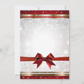 Red Bow & Gold White Sparkle Elegant Holiday Party Kaart (Achterkant)