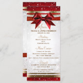 Red Bow & Gold White Sparkle Holiday Party Menu (Voorkant / Achterkant)