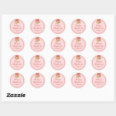 Red Bow Golden Jingle Bell Roze Ronde Sticker (Vel)