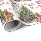 Red Bow Golden Retriever Dog Holiday Tree Cadeaupapier (Rol Hoek)