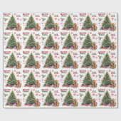 Red Bow Goldendoodle Dog Holiday Tree Cadeaupapier (Vlak)