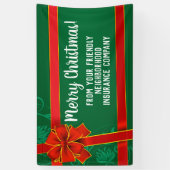 Red Bow Green Custom Merry Christmas Holiday Party Spandoek (Verticaal)