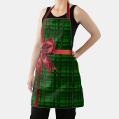 Red Bow Green Gingham Plaid Kerstcadeau Schort (Insitu)