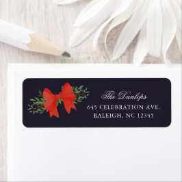 Red Bow Greenery Kerstvakantie Retouradres Etiket