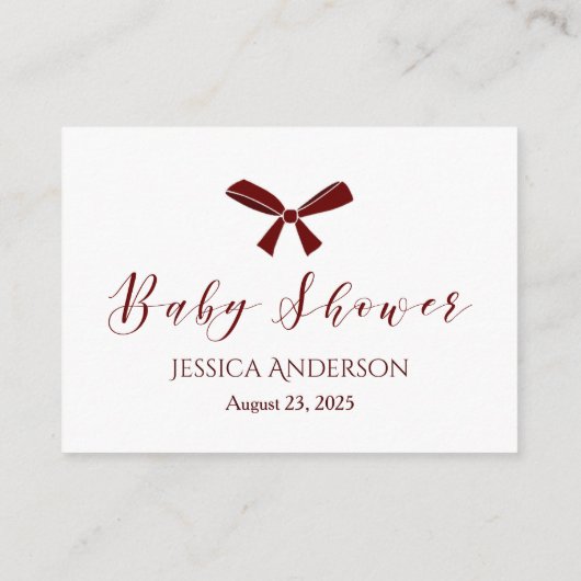 Red Bow Guessing Count Baby shower spel Informatiekaartje (Achterkant)