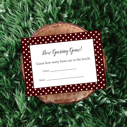 Red Bow Guessing Count Baby shower spel Informatiekaartje