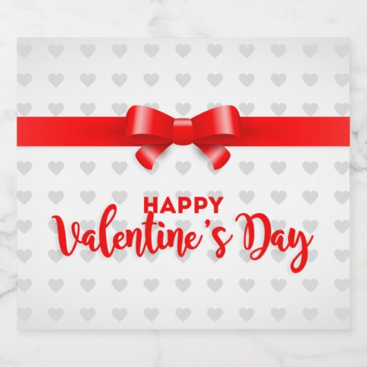 Red Bow Happy Valentijnsdag Mousserende Wijn Label Sparkling Wijnetiket (Enkel label)