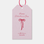 Red Bow Happy Valentine's Day Gift labels Cadeaulabel (Voorkant)