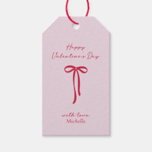 Red Bow Happy Valentine's Day Gift labels Cadeaulabel