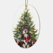 Red Bow Havanese Hond Kerstmis Keramisch Ornament (Links)