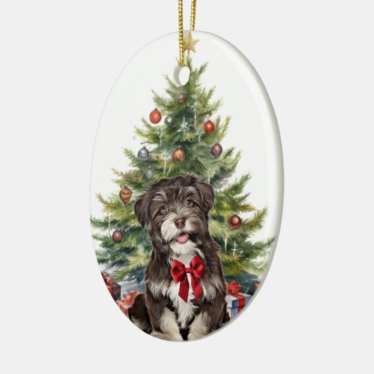 Red Bow Havanese Hond Kerstmis Keramisch Ornament (Links)