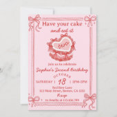 Red Bow Have Your Cake and Eat It Two Birthday Kaart (Voorkant)