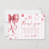 Red Bow Hearts Valentines Baby Shower Bedankkaart (Voorkant)