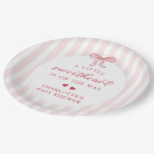 Red Bow Hearts Valentines Baby Shower Papieren Bordje (Gekanteld)