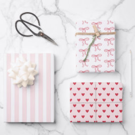 Red Bow Hearts Valentine's Day Gifts Inpakpapier Vel