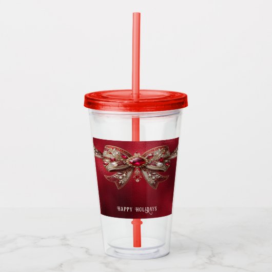 Red Bow Holiday Acryl Tumbler Acryl Drinkbeker (Voorkant)