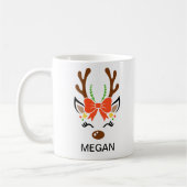 Red Bow Holiday Antlers Reindeer Face Koffiemok (Links)