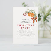 Red Bow Holiday Christmas Party Botanical  Kaart (Staand voorkant)