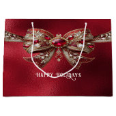 Red Bow Holiday Gift Bag Groot Cadeauzakje (Voorkant)