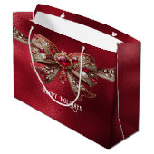 Red Bow Holiday Gift Bag Groot Cadeauzakje (Achterkant Gekanteld)