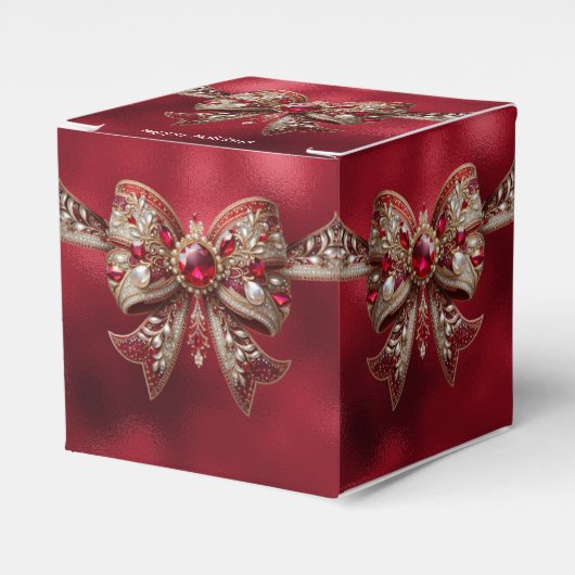 Red Bow Holiday Gift Box Bedankdoosjes (Voorkant Zijde)