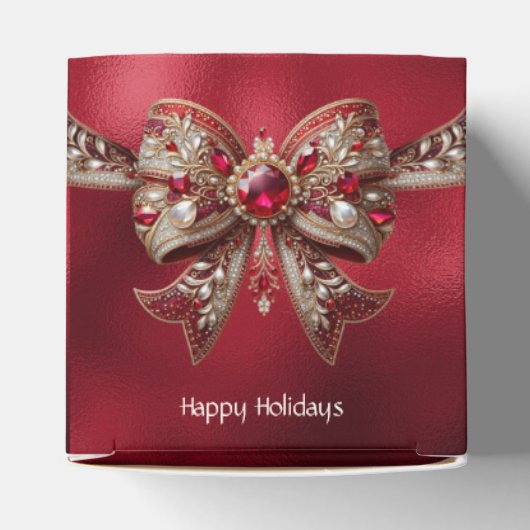 Red Bow Holiday Gift Box Bedankdoosjes (Bovenkant)
