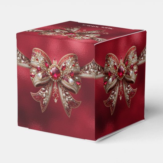 Red Bow Holiday Gift Box Bedankdoosjes (Achterkant)