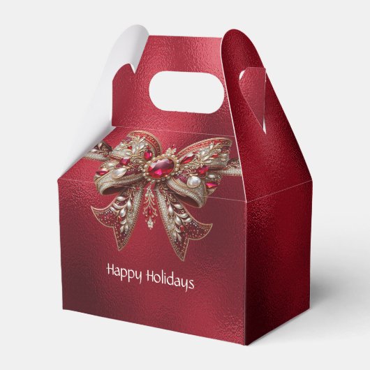 Red Bow Holiday Gift Box Bedankdoosjes (Achterkant)