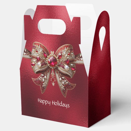 Red Bow Holiday Gift Box Bedankdoosjes (Geopend)