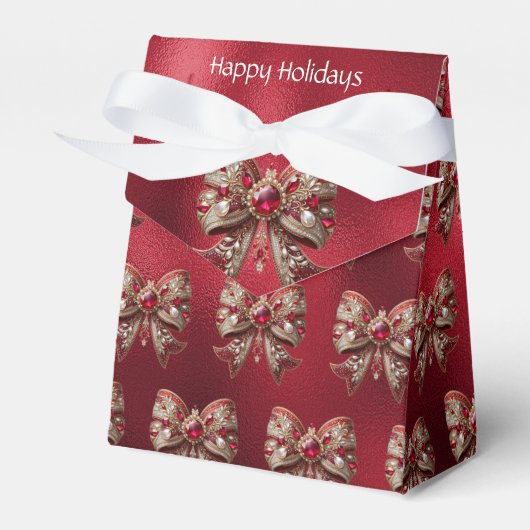 Red Bow Holiday Gift Box Bedankdoosjes (Voorkant Zijde)