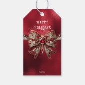 Red Bow Holiday Gift Label Cadeaulabel (Voorkant)