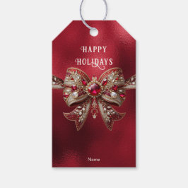 Red Bow Holiday Gift Label Cadeaulabel