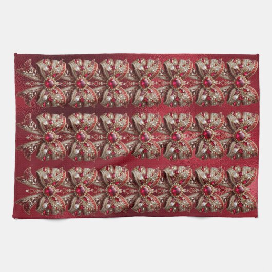 Red Bow Holiday Keuken Handdoek (Horizontaal)