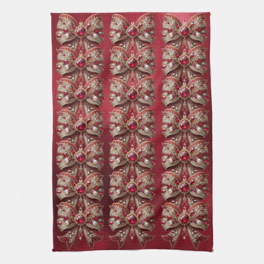 Red Bow Holiday Keuken Handdoek (Verticaal)