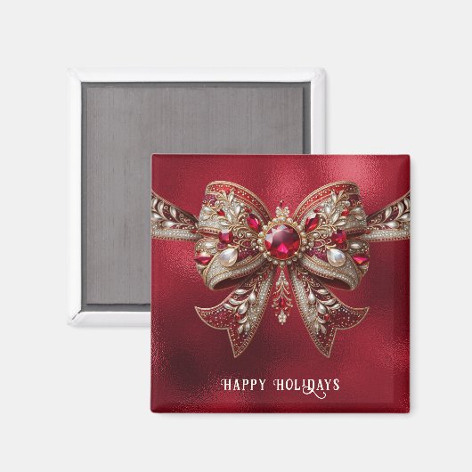 Red Bow Holiday Magnet (Voorkant / Achterkant)