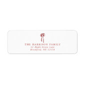 Red Bow Holiday Retour-adreslabel Etiket (Voorkant)