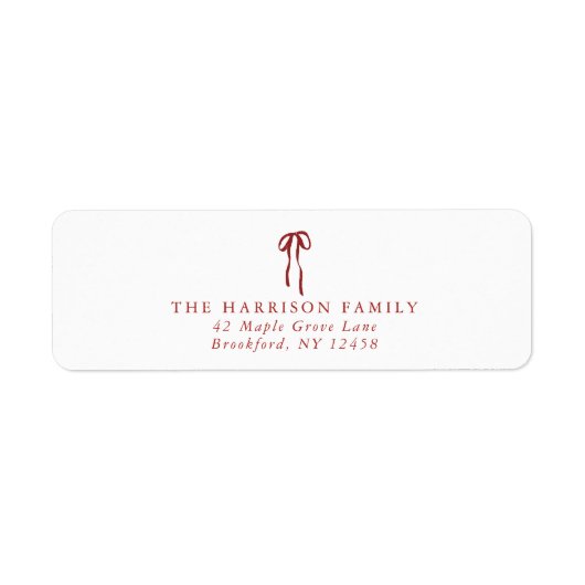 Red Bow Holiday Retour-adreslabel Etiket (Voorkant)