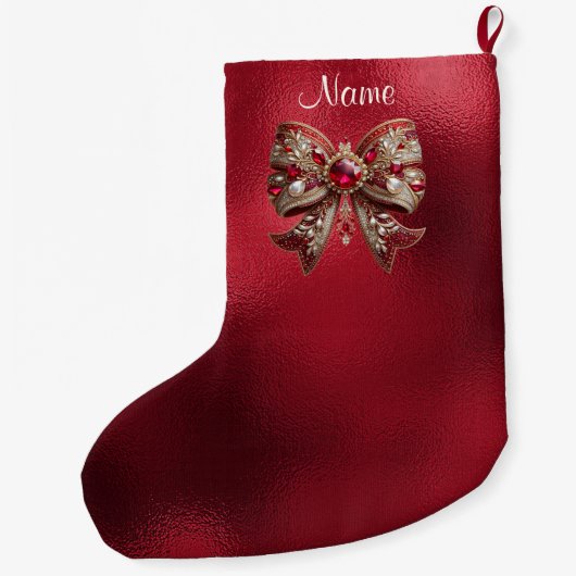 Red Bow Holiday Stocking Grote Kerstsok (Achterkant)