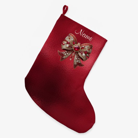 Red Bow Holiday Stocking Grote Kerstsok (Voorkant (Hangend))