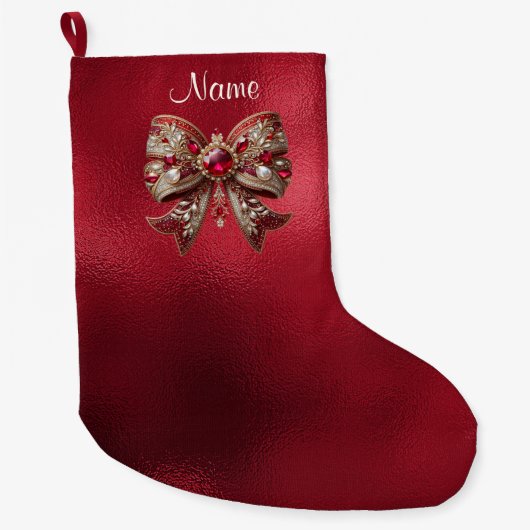 Red Bow Holiday Stocking Grote Kerstsok (Voorkant)