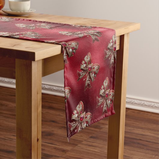 Red Bow Holiday Table Runner Medium Tafelloper (Voorbeeld)