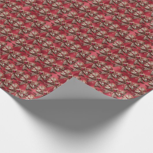 Red Bow Holiday Wrapping Paper Cadeaupapier (Hoek)
