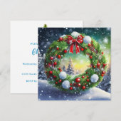 Red Bow Holiday Wreath Kaart (Voorkant / Achterkant)