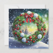 Red Bow Holiday Wreath Kaart (Voorkant)